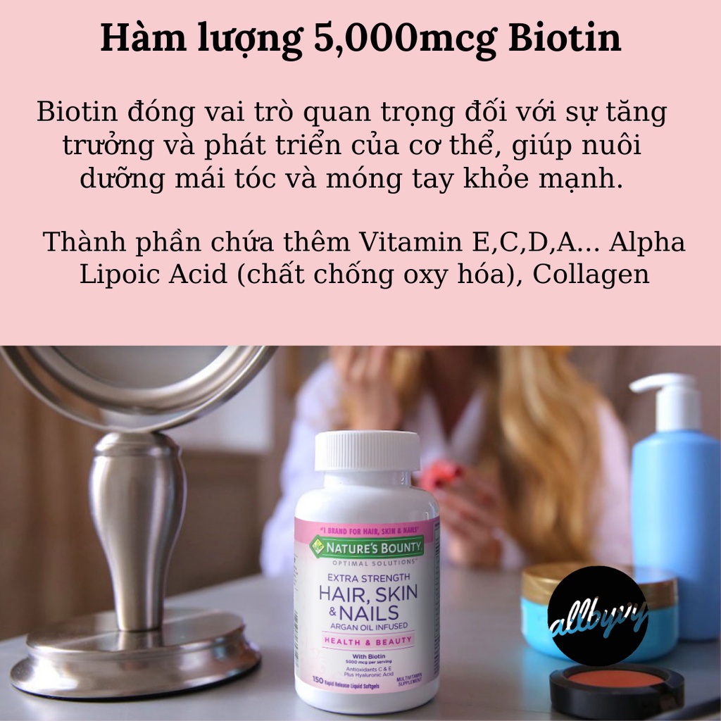 Allbyvy | Viên Uống Nature's Bounty Hair Skin Nails