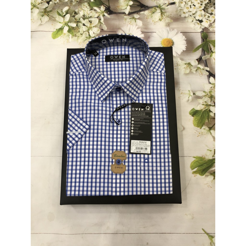 (OWEN SALE) ÁO SƠ MI CỘC TAY BA20617 MẪU MỚI NĂM 2020 KẺ CARO XANH TRẮNG | BigBuy360 - bigbuy360.vn