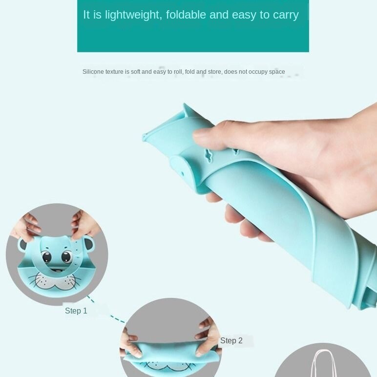 Yếm ăn bằng silicon chống thấm nước họa tiết hoạt hình có thể điều chỉnh cho bé