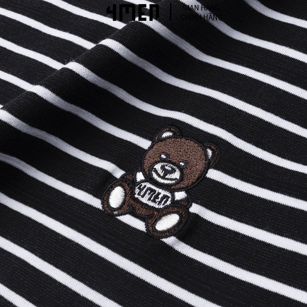 Áo Thun Nam Slimfit Teddy 4MEN AT104 cổ tròn tay ngắn, kẻ sọc ngang basic, nhiều màu đẹp, vải thun mát, mềm mịn, co giãn