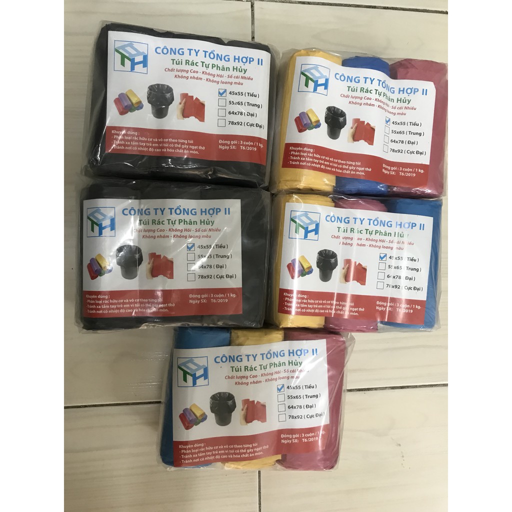 Combo 15 cuộn  túi rác size tiểu 44 x 55 cm