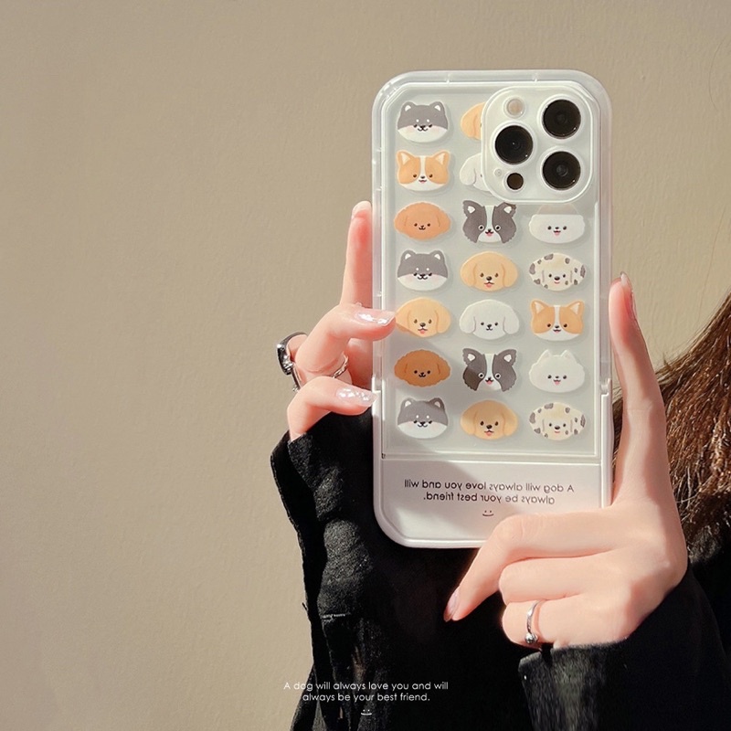 (SIÊU RẺ) Ốp lưng iphone nhiều mặt cún a dog có thanh đỡ 7plus/8/8plus/x/xr/xs/11/12/13/pro/max/plus/promax