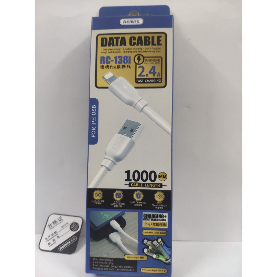 Aki shop Cáp Sạc Nhanh Iphone type C PD 20W USB-C Cáp Sạc Nhanh RC-138 REMAX chính hãng decor