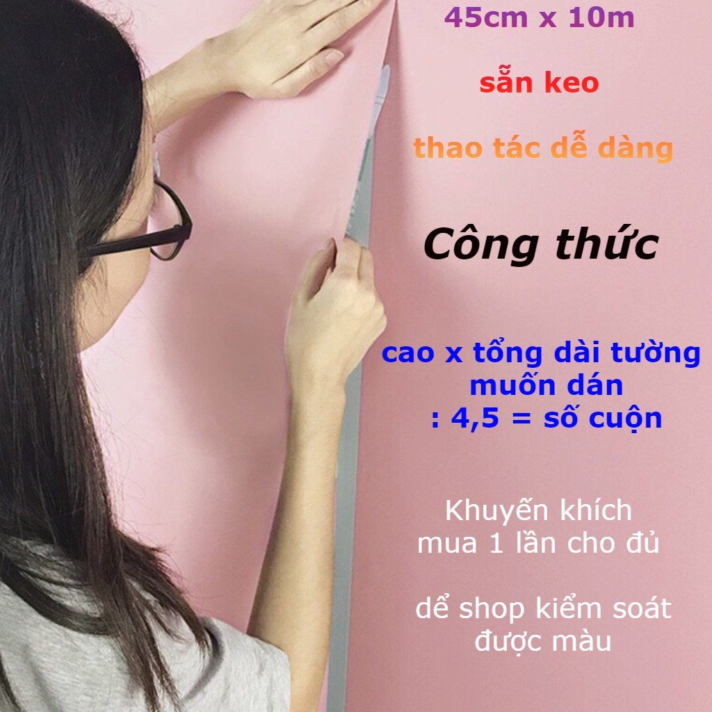 Giấy dán tường sẵn keo nhiều mẫu bán theo cuộn 10 mét
