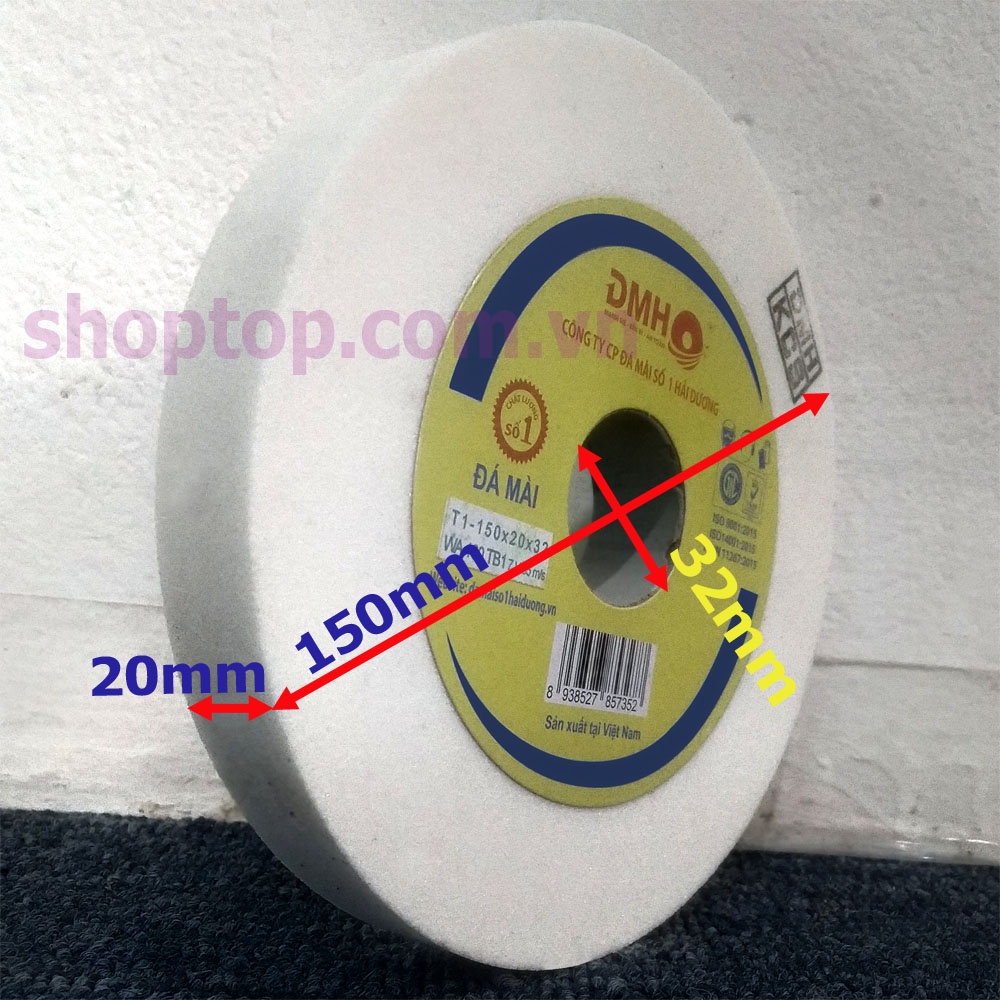 Đá mài siêu mịn màu trắng đường kính 150mm trục cốt 32mm dầy 20mm