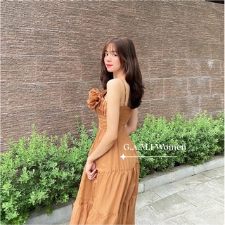 Váy maxi tơ hoa ngực