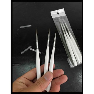 Bộ cọ nail 3 cây nét nhỏ trắng, cọ vẽ neo, nail , vẽ nét nhỏ- 3 cây cọ lông nét nhỏ vẽ móng nail
