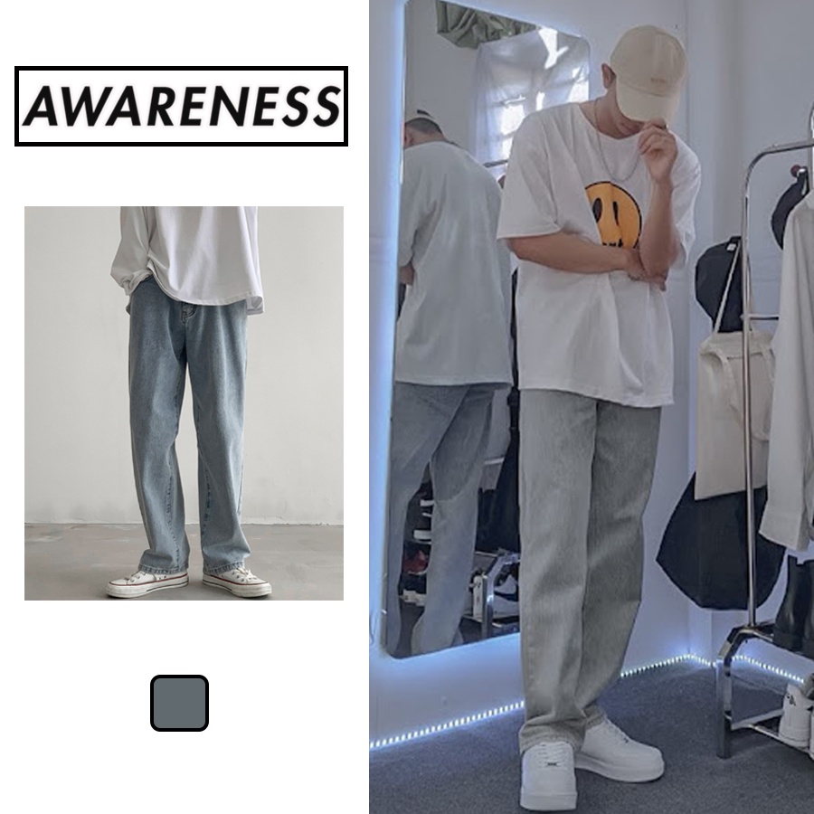 Quần Jean Xanh Baggy Nam Hàn Quốc - Phong cách dễ phối đồ - Quần Jean ống rộng - awareness | BigBuy360 - bigbuy360.vn