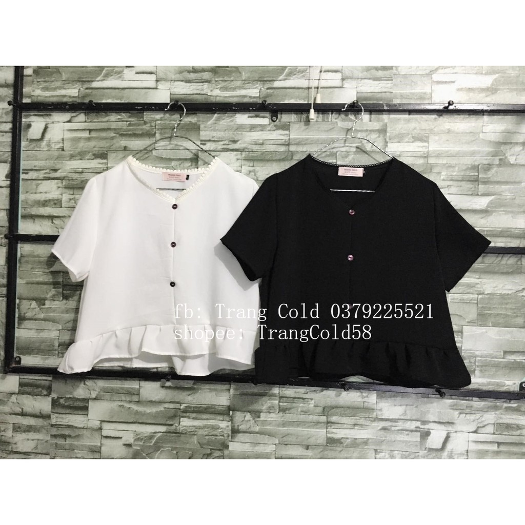 Áo baby doll croptop cổ V (ẢNH THẬT SHOP TỰ CHỤP)