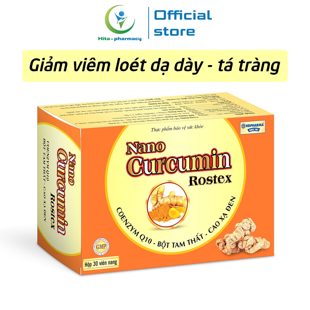 Viên nghệ Nano Curcumin Rostex HDPHARMA giảm viêm loét dạ dày, tá tràng - 30 viên