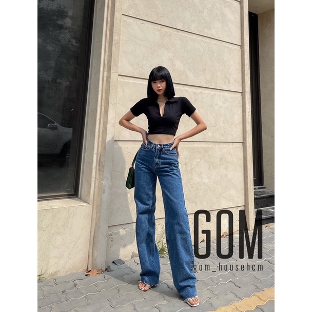Jean suông tua lai form dài 105cm (ảnh shop chụp)