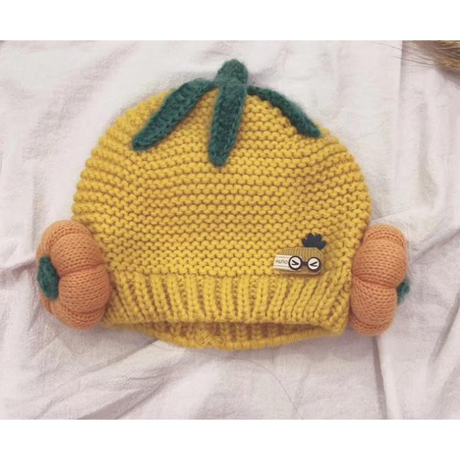 Mũ len hoa quả cute siêu ấm cho bé gái - nhiều màu lựa chọn