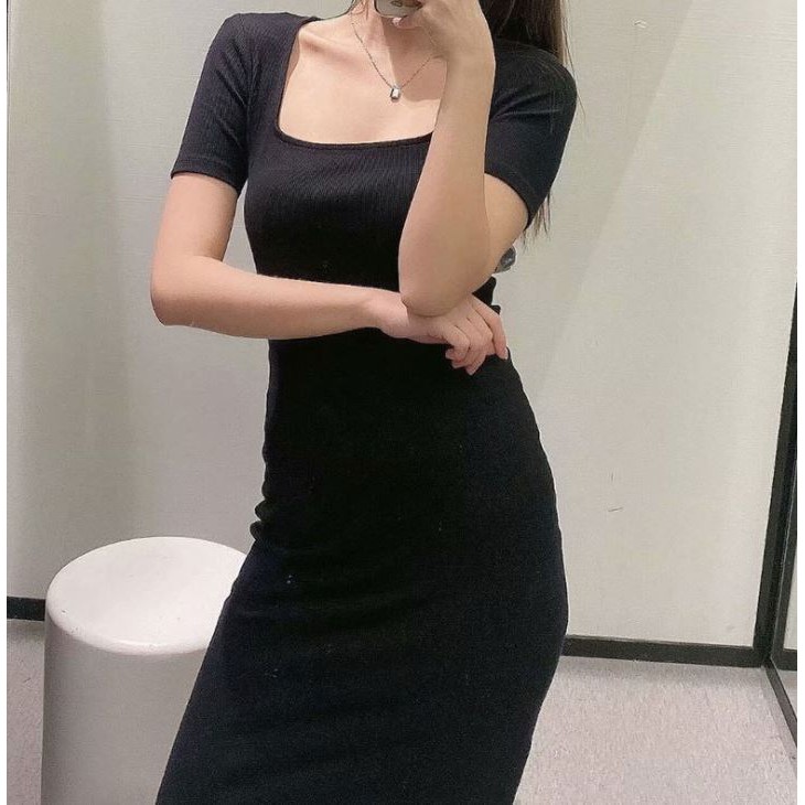 Váy Len Tăm Cổ Vuông Hàng VNXK VA02 | BigBuy360 - bigbuy360.vn