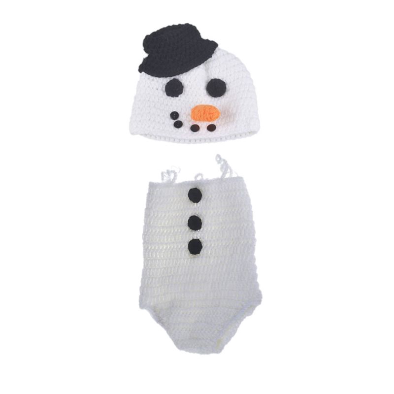 Mary☆Christmas Snowman Baby Photo Costume Infant Crochet Outfit Newborn Photo Props