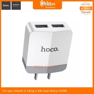 Củ sạc nhanh 2 cổng usb total 3.4a max hoco c13b cao cấp - bh 6 tháng
