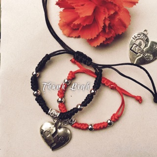 [giảm giá] vòng tay đôi hạt bi trái tim I LOVe U