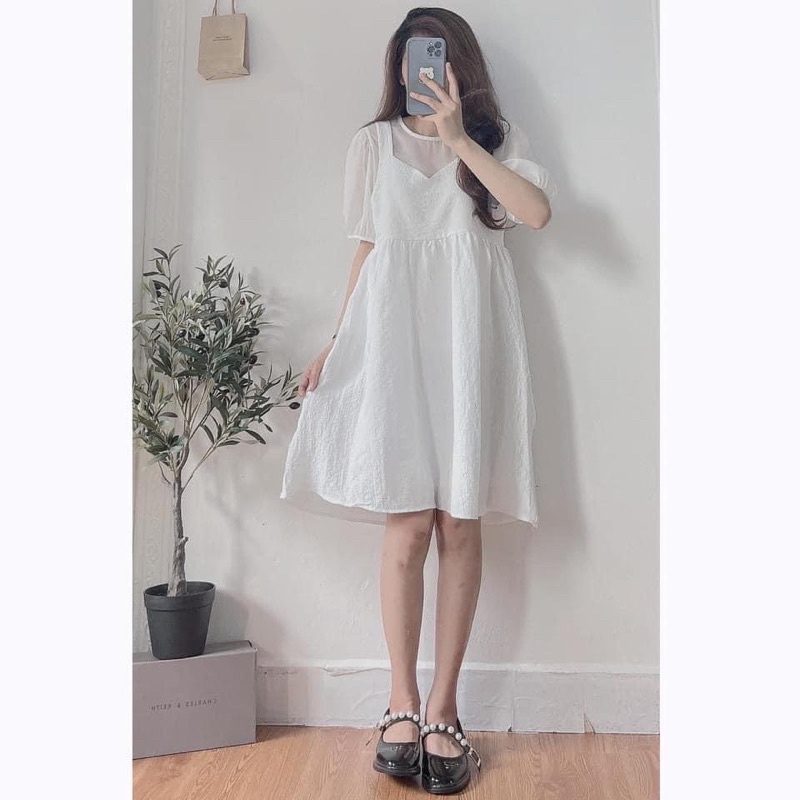 Set áo váy trắng siêu xinh - Đầm trắng dễ thương
