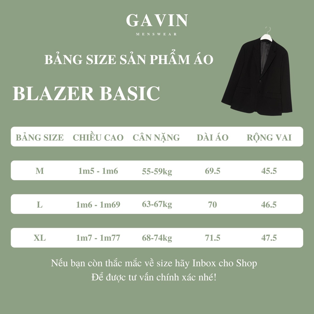 Áo blazer nam form rộng phong cách hàn quốc, Áo khoác blazer 2 khuy cài thời trang Gavin