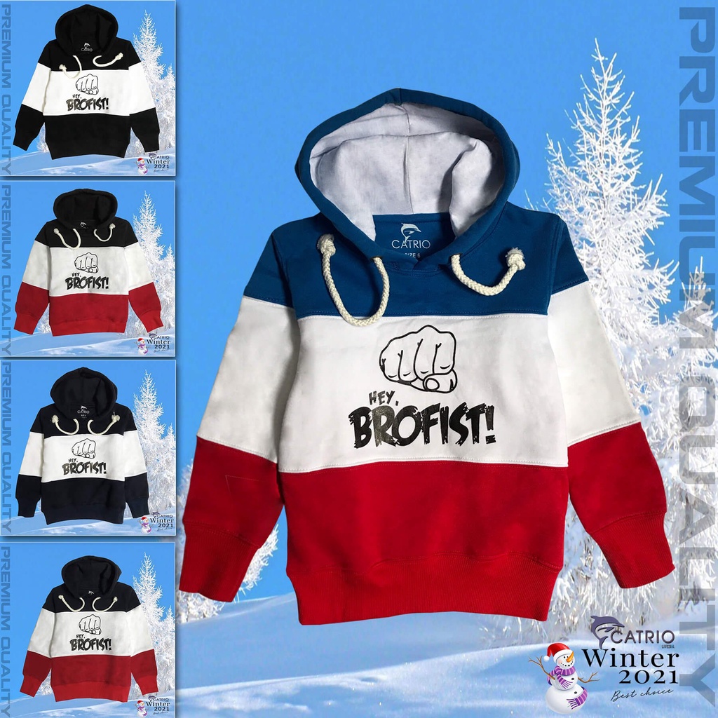 Áo hoodie nỉ, áo nỉ có mũ dày dặn ấm áp thời trang mùa đông cho bé trai Catrio phối Brofist 9-12 tuổi