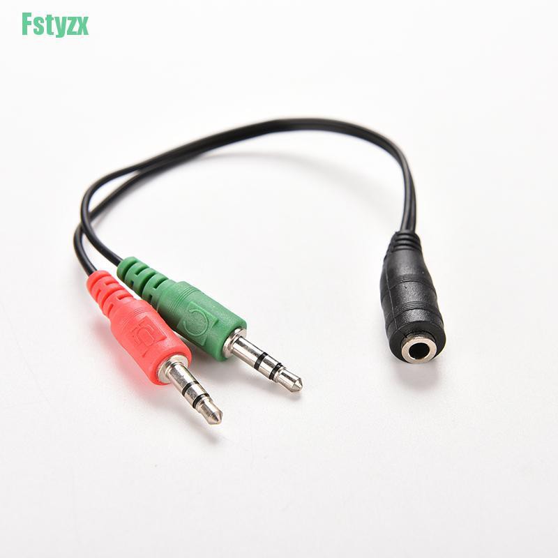fstyzx 3.5mm Female to 2 Dual Male Jack Plug Audio Stereo Headset Mic Splitter Cables