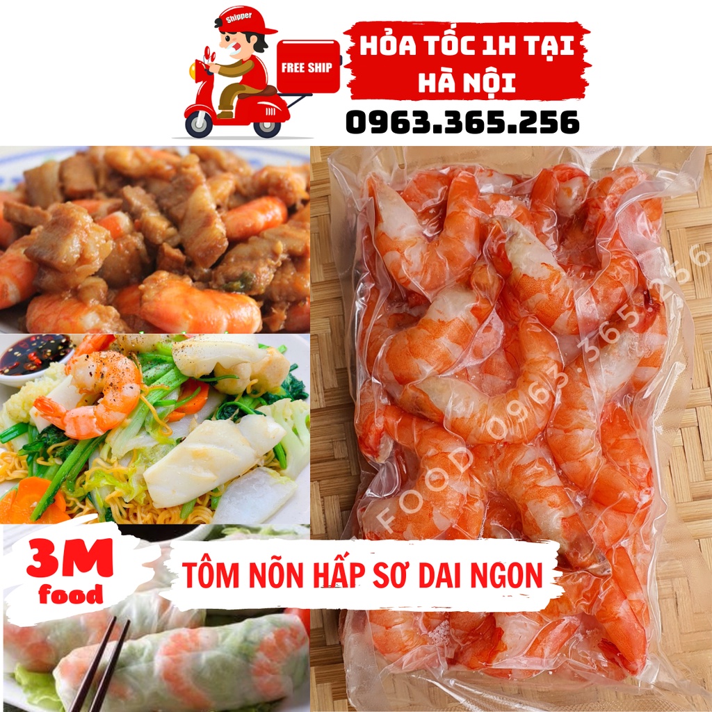 Tôm nõn hấp sơ to dai ngon khay 500gr  3M FOOD HS