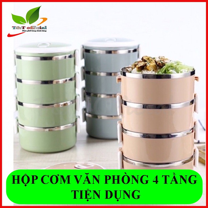 cặp lồng đựng thức ăn lua mạch giữ nhiệt 4 tầng