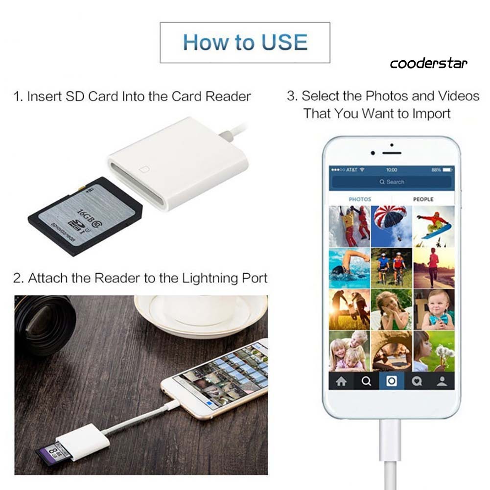 COOD-st Portable OTG TF Card Reader Adapter for  iPhone iPad Phone Tablet