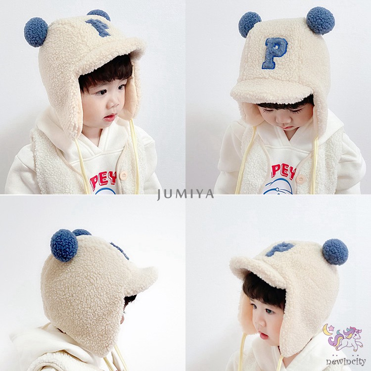 Mũ len lông cừu ấm áp thoải mái phong cách Hàn Quốc cho bé