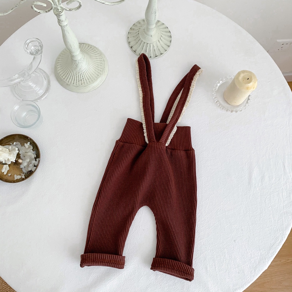 Bộ Áo Liền Quần Vải Cotton Phối Ren Thời Trang Thu Đông Xinh Xắn Cho Bé Gái