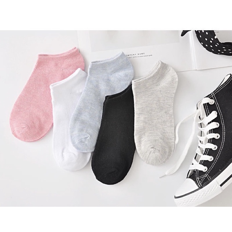 Tất vớ nữ cổ ngắn chất cotton trơn nhiều màu