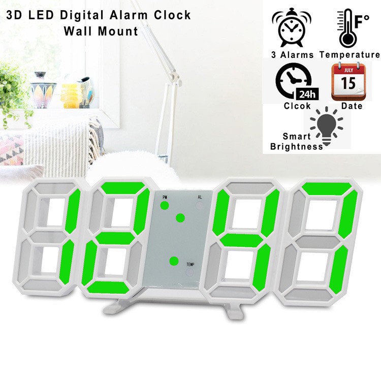 Đồng Hồ LED 3D Treo Tường - Đồng Hồ Led Để Bàn Cao Cấp Trang Trí Decor Vintage Căn Phòng