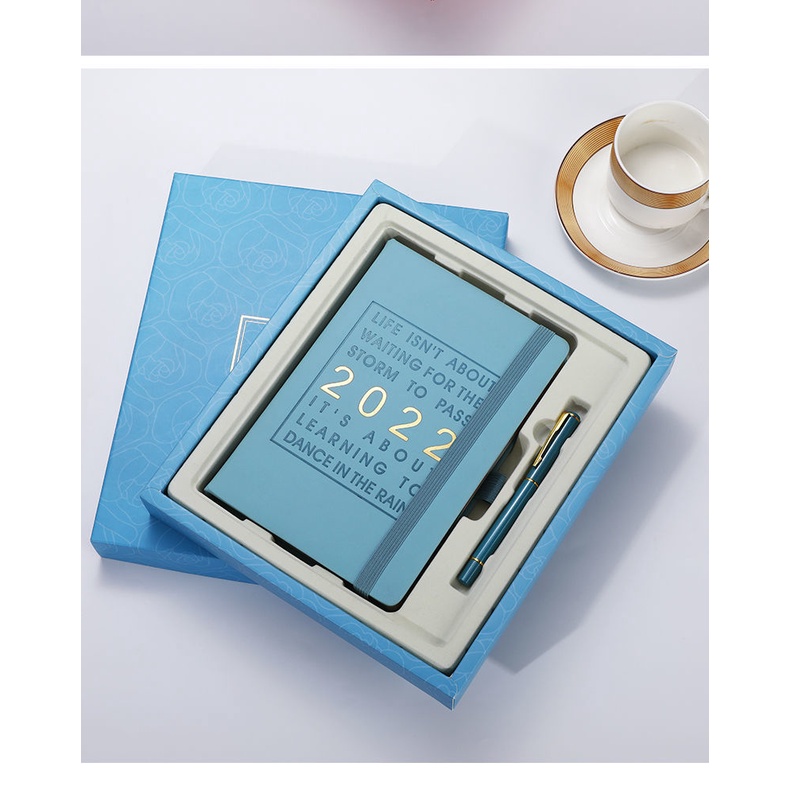 Sổ tay lên kế hoạch 12 tháng năm 2022 bìa da mềm tinh tế có đai giữ tiện lợi