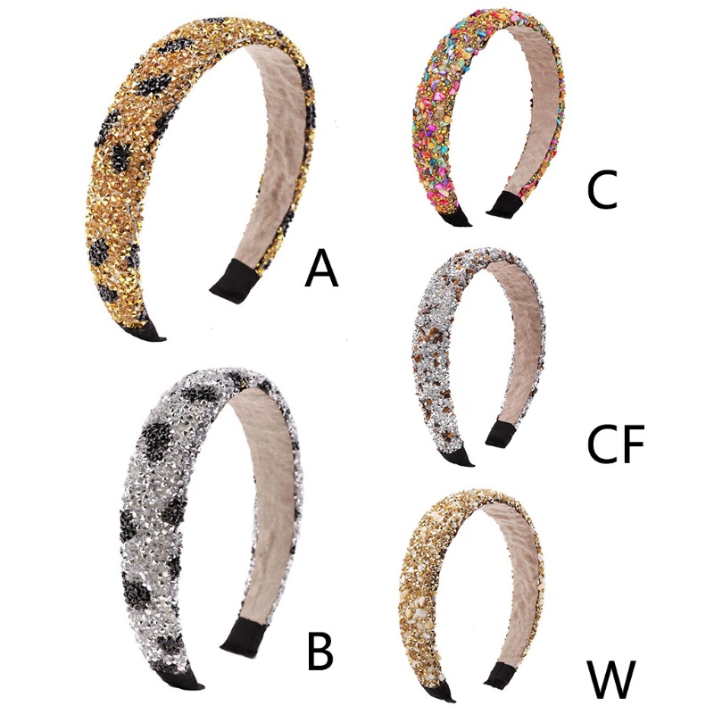 Băng Đô Bandana Họa Tiết Da Báo Đính Hạt Pha Lê Lấp Lánh Phong Cách Baroque