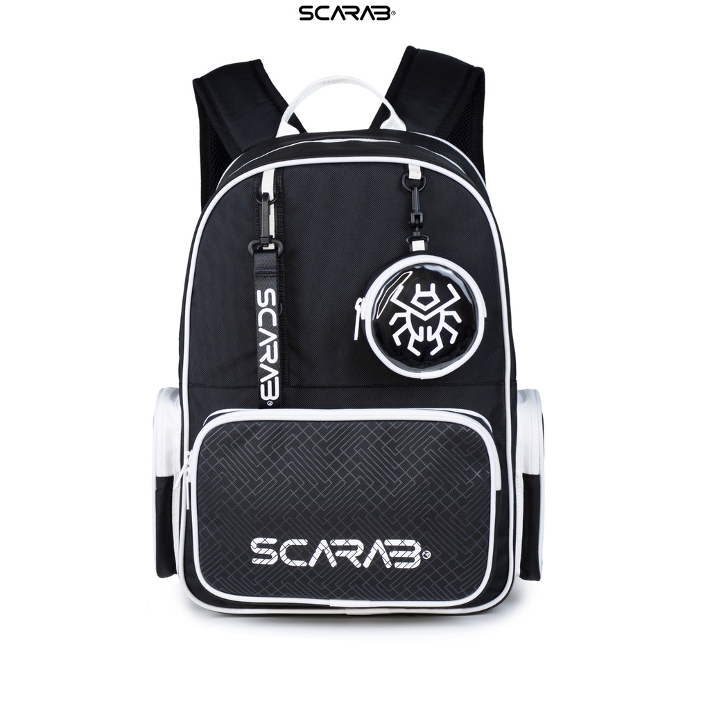 Balo Đi Học Nam, Thời Trang Nữ SCARAB - DANGLING™ Backpack Màu Đen Phối Trắng