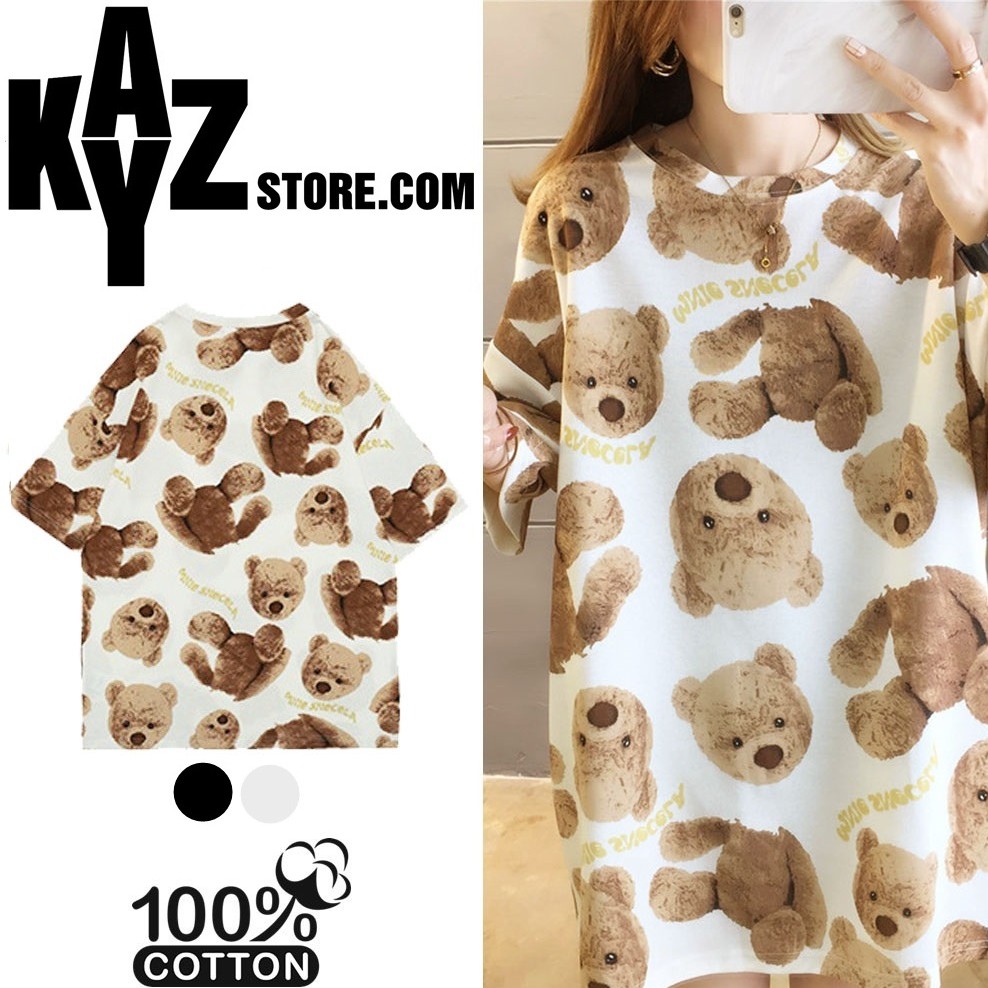 [FREESHIP] Áo Thun Tay Lỡ Form Rộng Unisex Cotton 100 Mềm Mịn Gấu Nâu Màu Trắng | BigBuy360 - bigbuy360.vn
