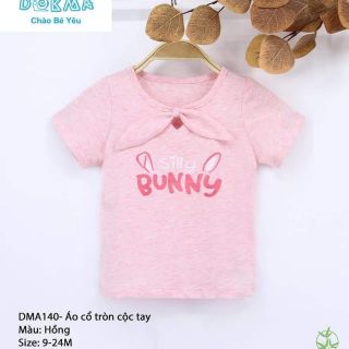 Áo cổ tròn cộc tay bé gái Dokma