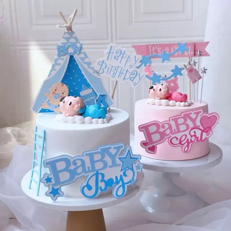 Set 3 que cắm Baby trang trí bánh kem, topper cakes