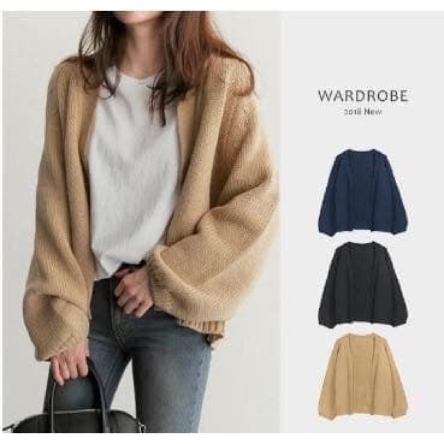 Áo khoác cardigan len dày tay bồng | BigBuy360 - bigbuy360.vn