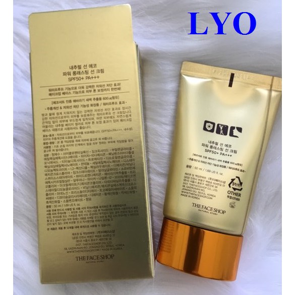 KEM CHỐNG NẮNG THE FACE SHOP NATURAL SUN ECO POWER LONG-LASTING SUN CREAM SPF50+ | WebRaoVat - webraovat.net.vn