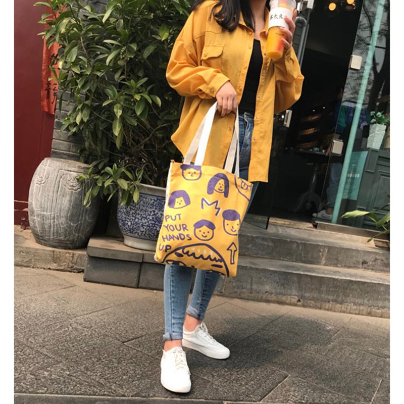 Túi Canvas Đeo Vai Kiểu Dáng Đơn Giản Xinh Xắn