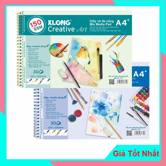 Sổ Vẽ Lò Xo Đa Năng Creative Art A4 - 150 GSM - 30 Tờ MS:772