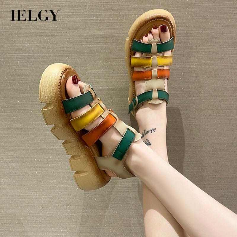 Giày sandal IELGY đế xuồng phong cách vintage thời trang đi biển cho nữ