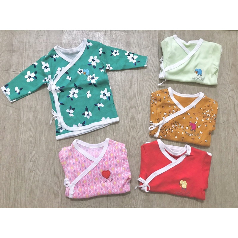 SET 4 ÁO SƠ SINH CỘT DÂY HỘT GÀ TAY NGẮN / TAY DÀI