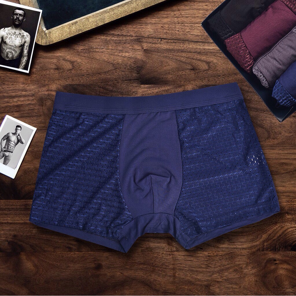 Combo 4 Quần sịp nam boxer đùi cao cấp chất liệu thun cotton lưới thông hơi thoáng mát KING SPORT