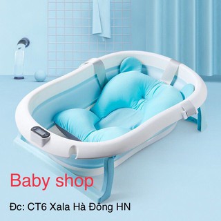 [Hotnew]Chậu tắm gấp gọn cao cấp cho bé full bộ phao và nhiệt kế