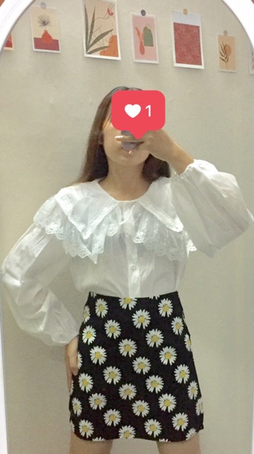 Áo sơ mi nữ cổ vuông tay cánh dơi ulzzang mã 45SM