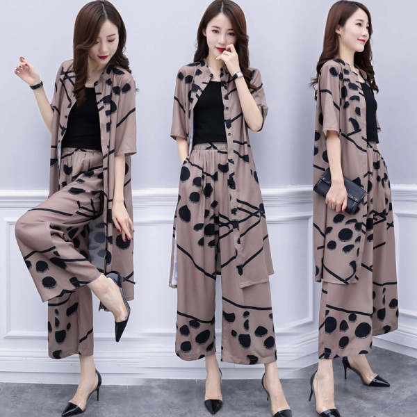 Set Áo Cardigan + Quần Ống Rộng Phong Cách Hàn Quốc Thời Trang Mùa Hè C8348