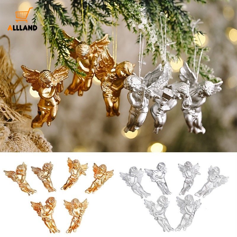 Set 6 Búp Bê Thiên Thần Bằng Nhựa Dễ Thương Trang Trí Cây Thông Giáng Sinh