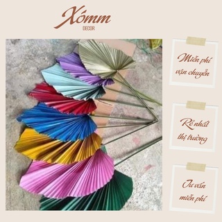 Lá cọ khô phun màu vàng đồng , trắng, xanh, hồng, đỏ trang trí decor bền đẹp