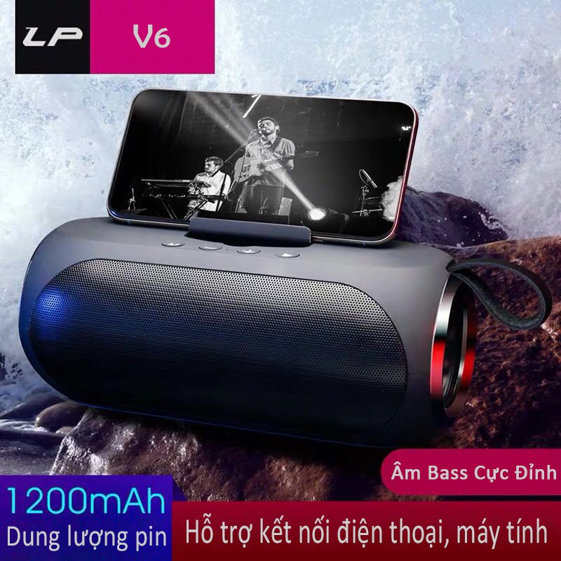 Cát Thái Loa bluetooth V6 âm bass chất lượng thích hợp dùng kết nối máy tính điện thoại kèm kệ đựng điện thoại mini loa